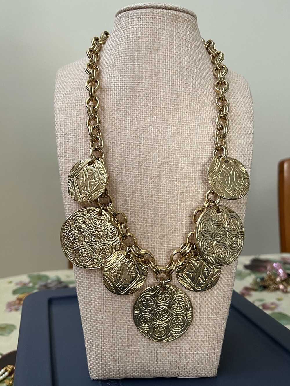 Gold-Tone Coin Link Statement Necklace - Women Jewelry